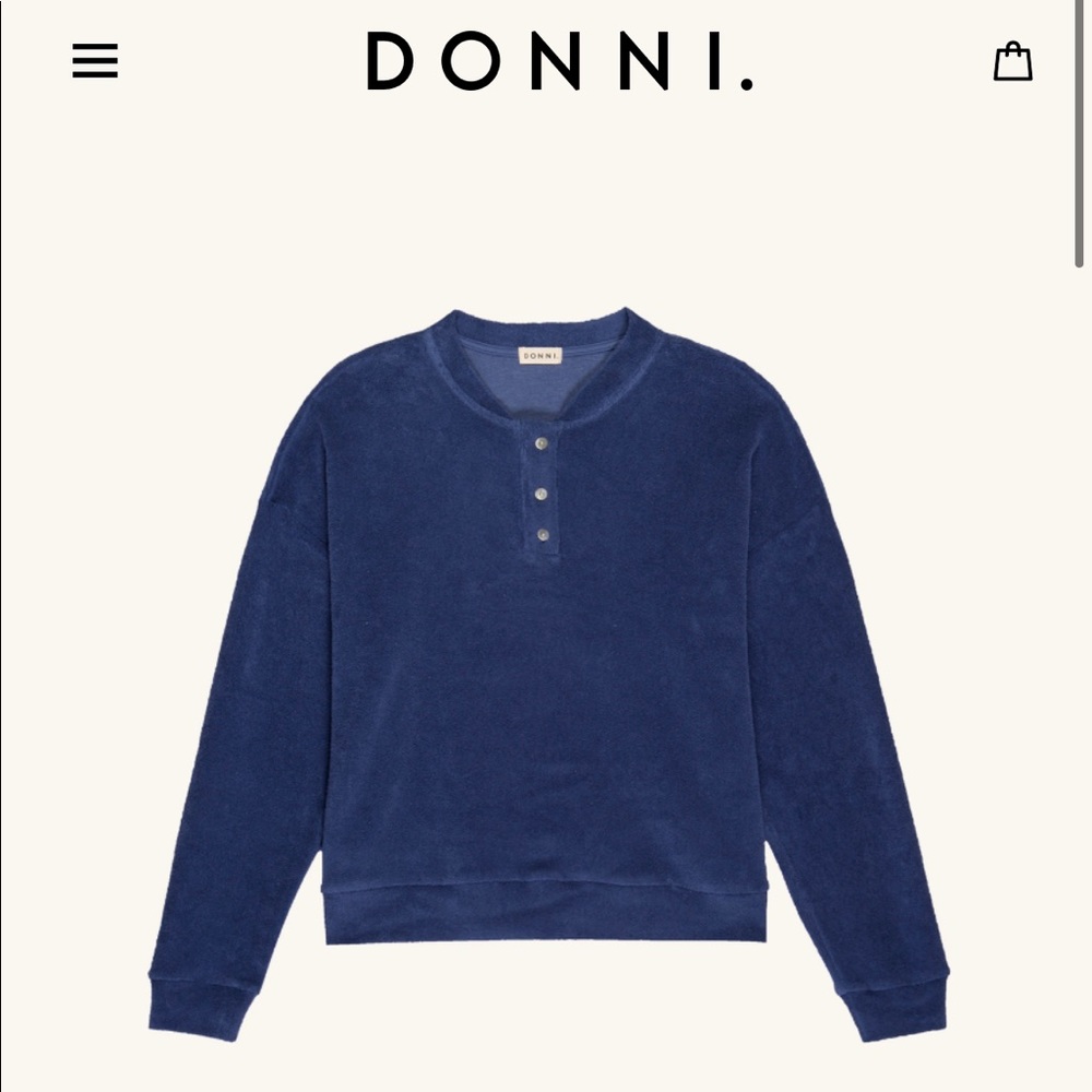 DONNI terry loungewear set, in navy, size SMALL.